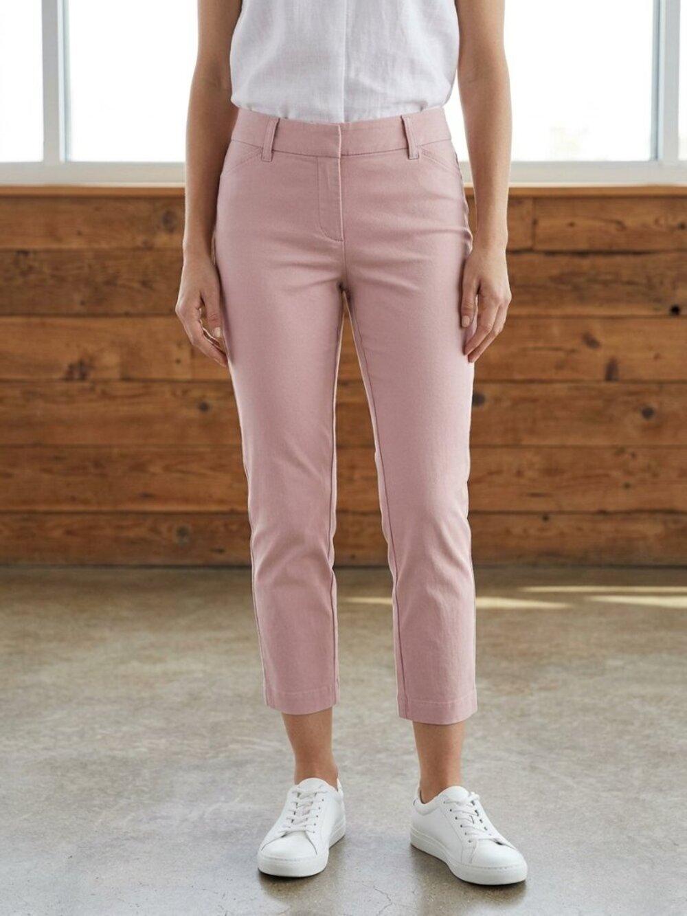 REITMANS Size 6 Pink/White Pull On Skinny Pants